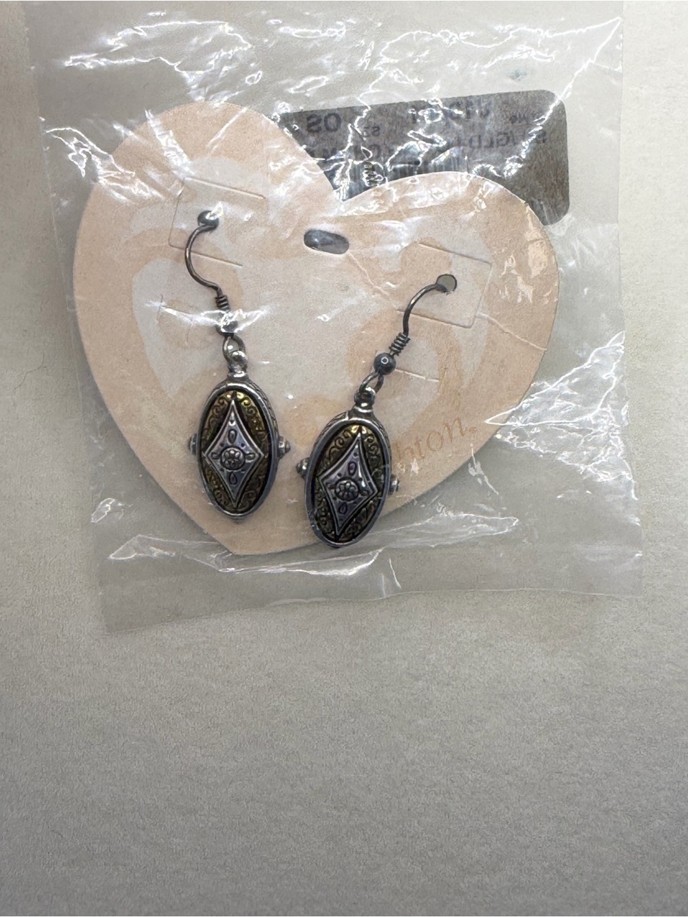 Vintage Brighton Loving Charm Earrings J10801 Two Tone Sealed Deadstock New